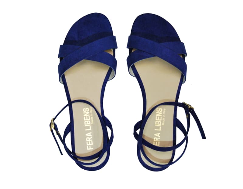 sandali blu tacco basso