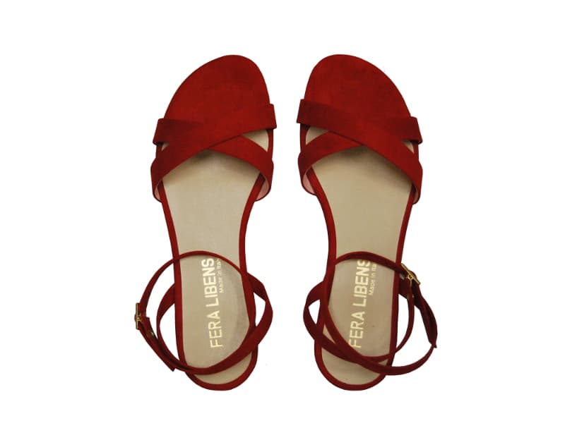 Sandali da Donna Bassi Aperti Rosso Fera Libens Sendero Deals