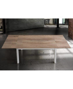 Spazio Casa Tavolo Moderno allungabile con Piano in Legno Rovere Bianco//Naturale 110 x 70