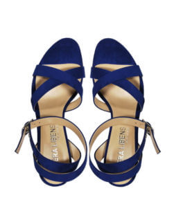 sandali blu tacco largo