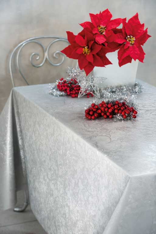 Tovaglia di Natale Elegante - Damascata Argento - Al Metro - Bottigelli