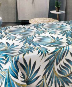 Tovaglia Quadrata Cerata Golden Tropical Blu Amo