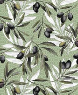 Tovaglia cerata plastificata idrorepellente in PVC fantasia olive
